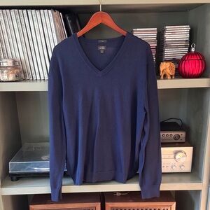 J. Crew Navy V-Neck Merino Wool Sweater